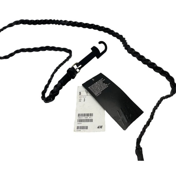 Belt Ladies New Small Black Twisted Rope Belt - Picture 1 of 7